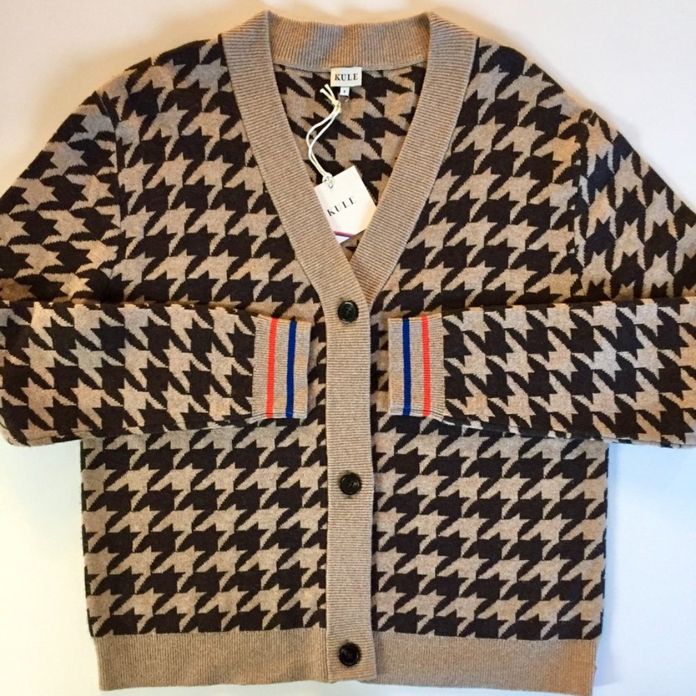 KULE - The Liam - Houndstooth Cropped Women's Cardigan - NWT - S